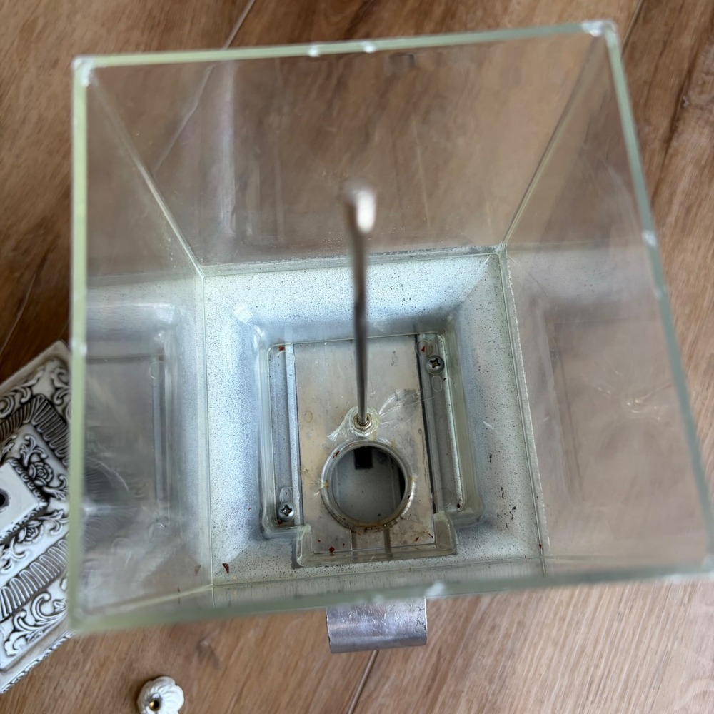 Vintage Venderette Candy Nut Dispenser Ornate White Black Cast Metal Glass Decor - Picture 5 of 11